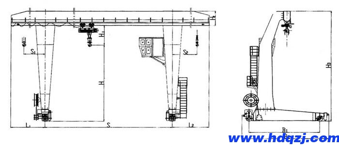 L型電動(dòng)葫蘆門(mén)式起重機(jī)結(jié)構(gòu)圖